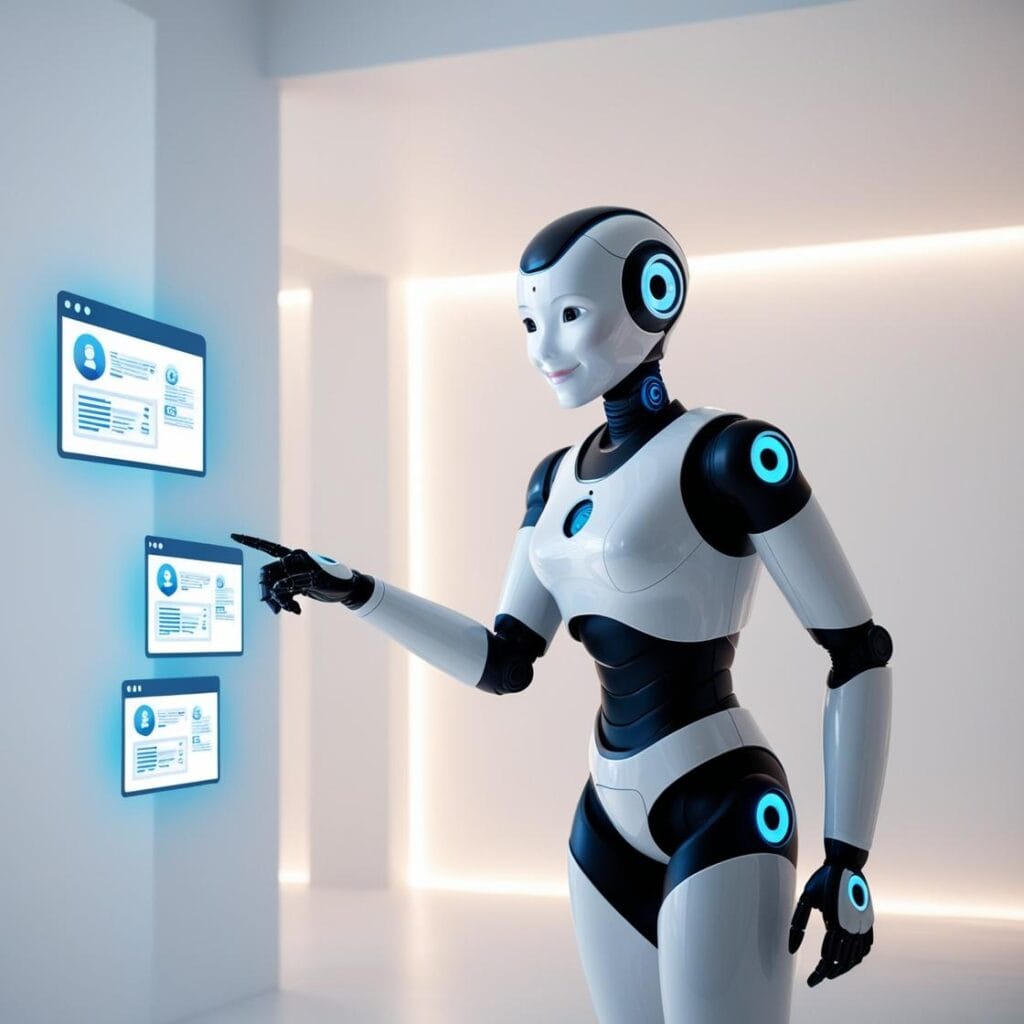 AI robot exploring advanced AI Agents and Ai Tools for business automation 2025